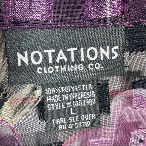 Vintage Notations Sheer Floral Check Shimmer Blouse Black Purple Large - Picture 9 of 11